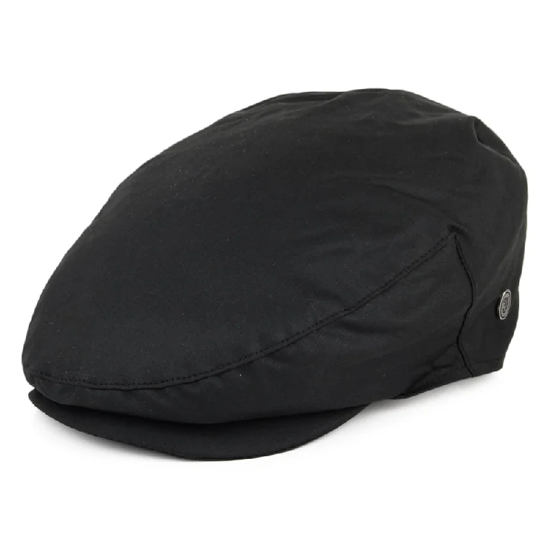 Beanies & headbands for duo styles-British Millerain Waxed Cotton Flat Cap - Black