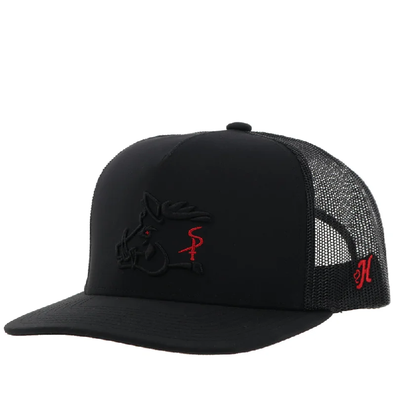 Beanies & headbands for every closet-"Sniper Pig" Hat Black w/Black & Red Logo