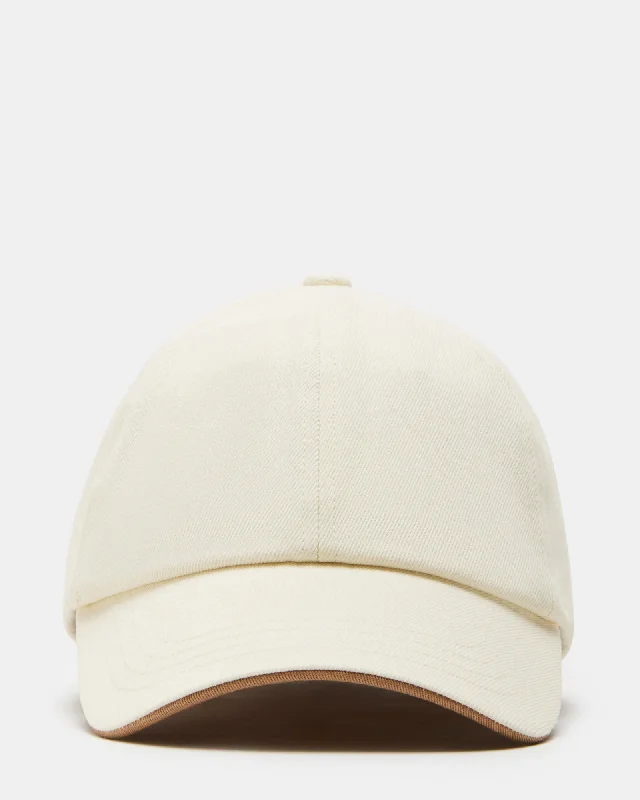 Baseball caps worn style-Baseball caps worn style-Baseball Caps with Patch Logos-DENIM BASEBALL HAT IVORY