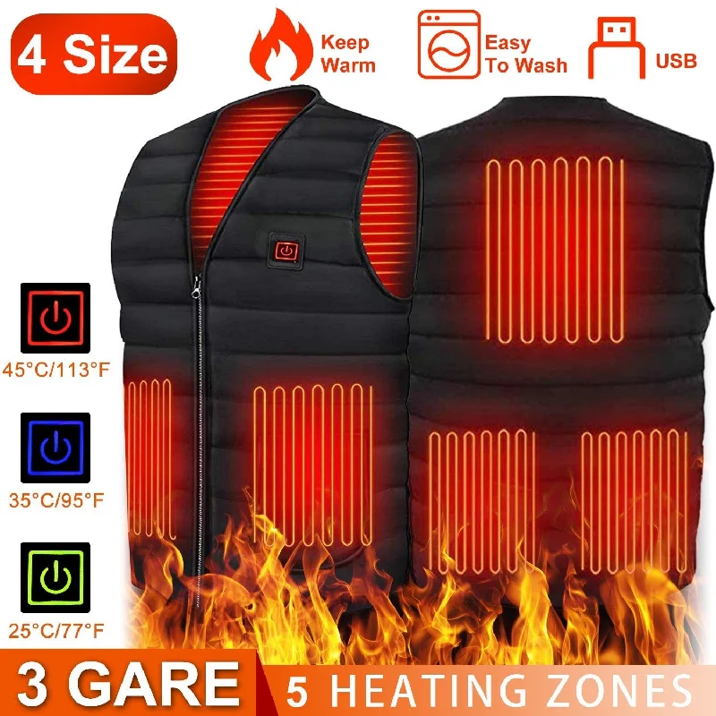 Womens Hats with gathered trim-USB Heat Jacket Vest – 3 Heating Levels, 5-Pad Body Warmer for Men & Women, Perfect for Outdoors