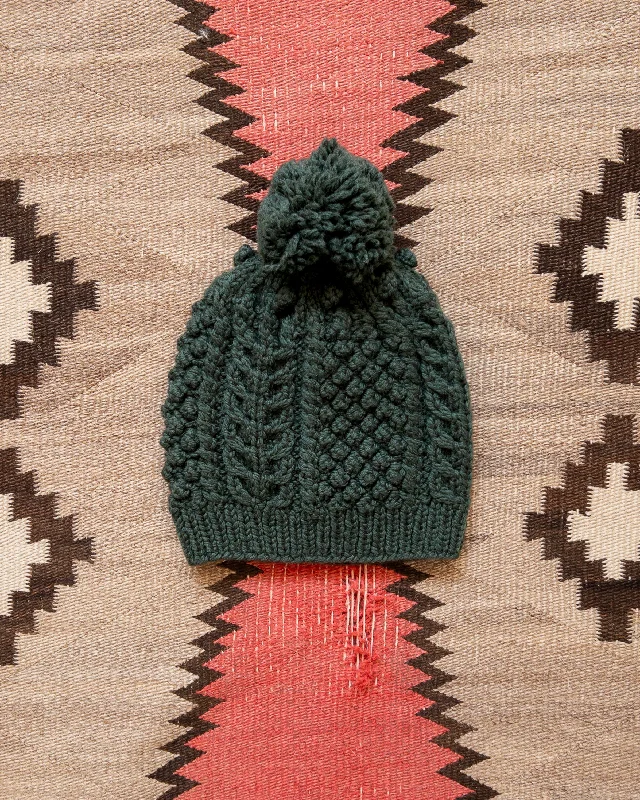 Beanies & headbands for hunting woods-Bramble Stitch Hand-knit Beanie - Evergreen