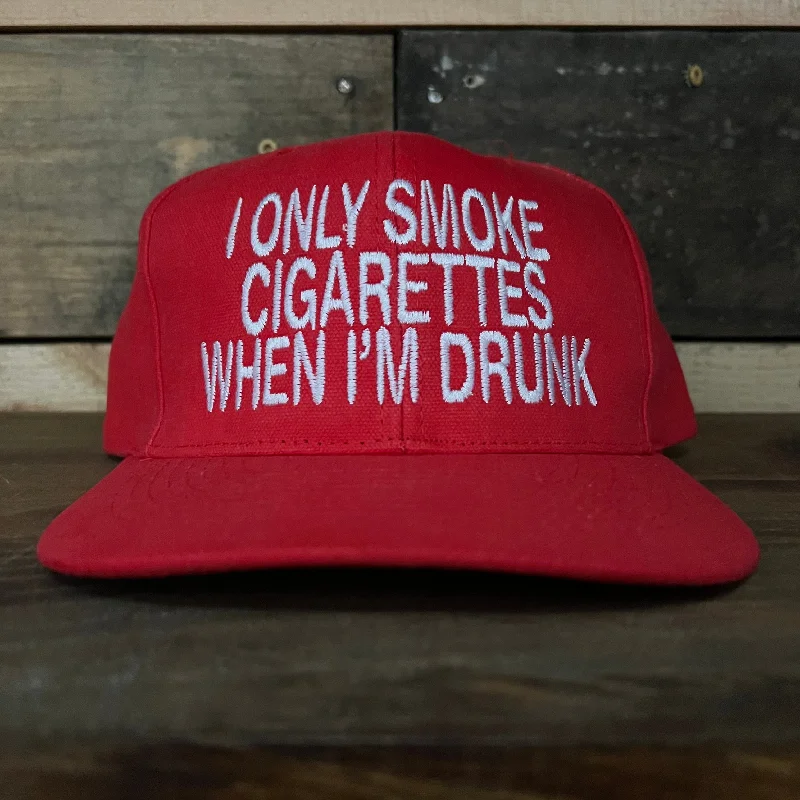 Beanies & headbands for video trends-I Only Smoke Cigarettes When I’m Drunk Vintage Red Strapback Hat Cap Custom Embroidery