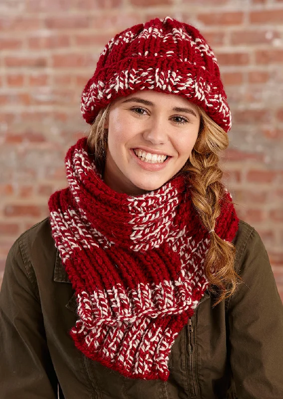 Beanies & headbands for baseball gear-Simple Knit Crimson Hat and Scarf