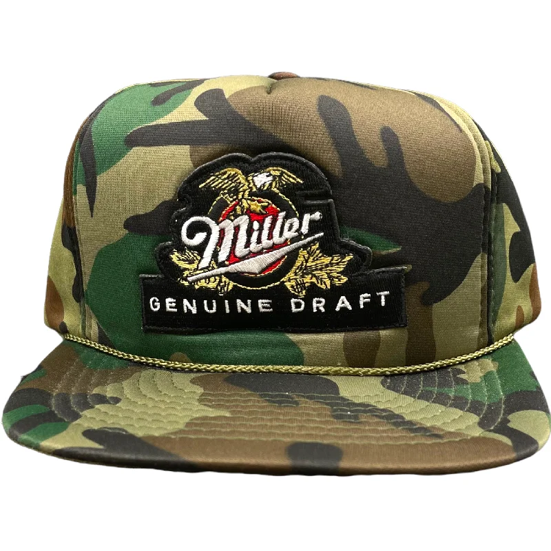 Beanies & headbands for beach vibes-Custom Miller genuine draft beer camo vintage rope Snapback hat Ready to ship