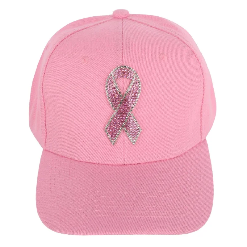 Baseball caps styling tips-Baseball caps styling tips-Baseball Caps for Casual Wear-Breast Cancer Awareness Blinged Ribbon Baseball Cap