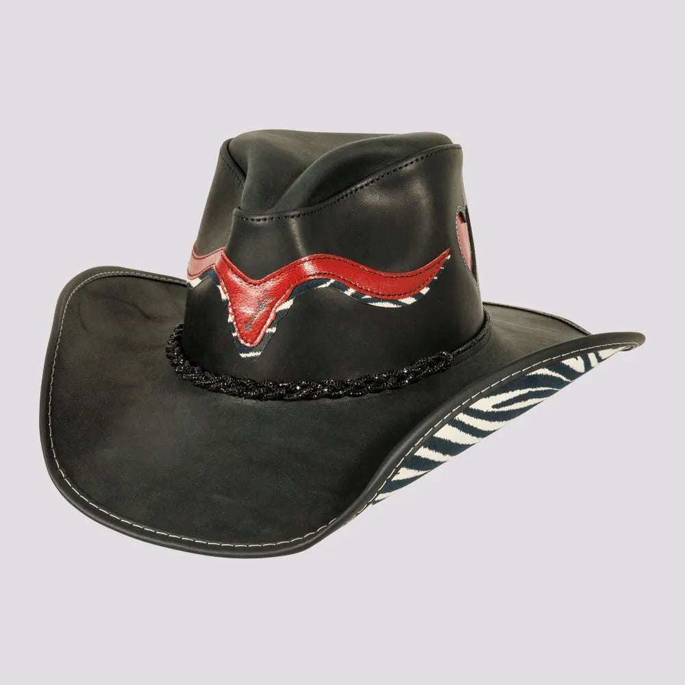 Womens Hats for sunny ridges-Wild Thing | Womens Black Genuine Leather Cowgirl Hat