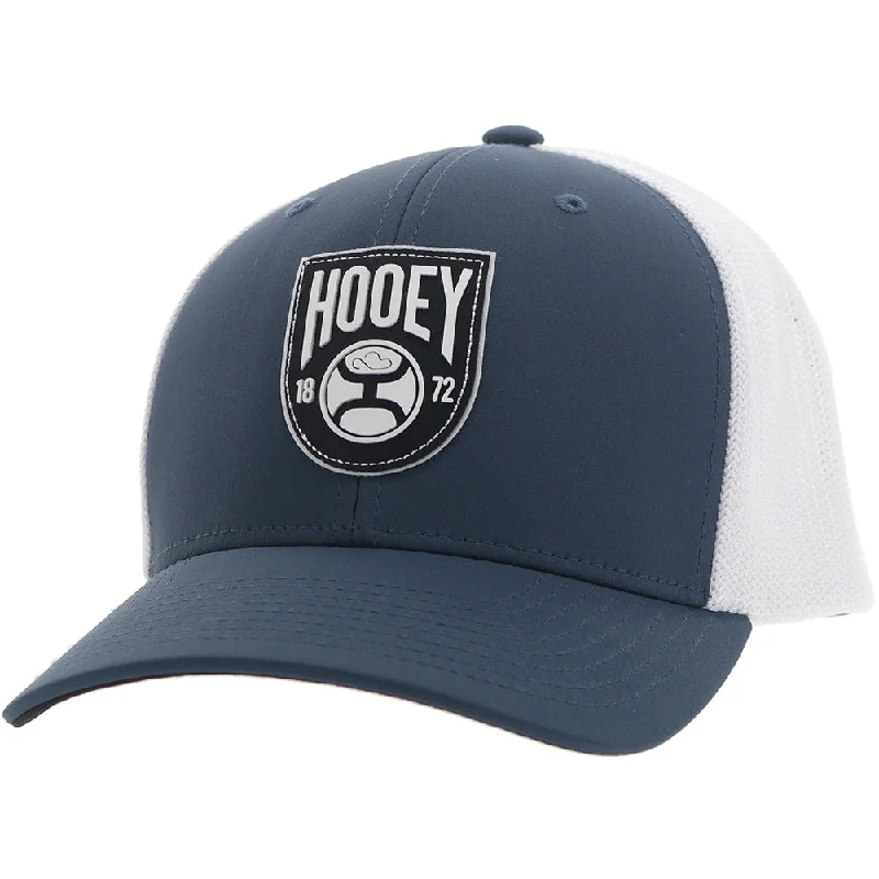 Beanies & headbands for pony tails-"Bronx" Hooey Hat Blue/White w/Black & White Patch