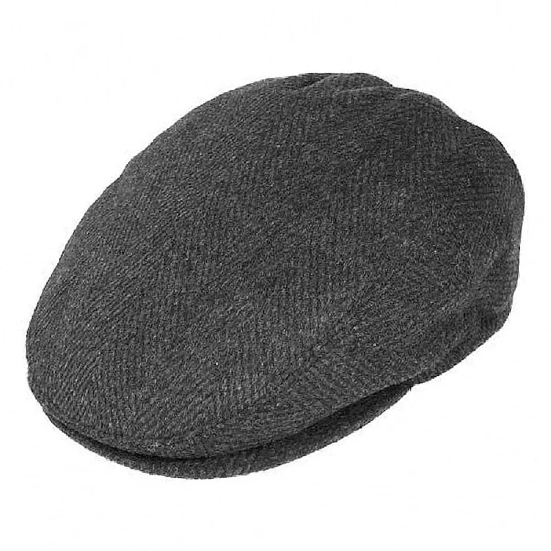 Beanies & headbands for rap style-Herringbone Flat Cap Charcoal Wholesale Pack