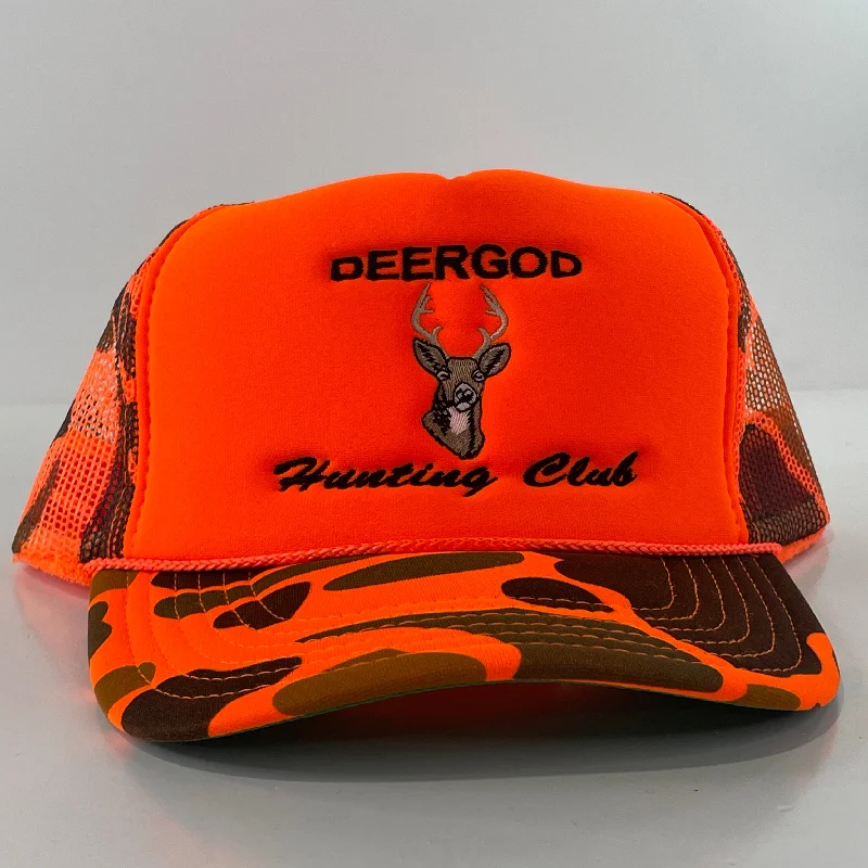 Beanies & headbands for sweater days-Deergod Hunting Club Custom Embroidered SnapBack Hat Cap Mesh trucker