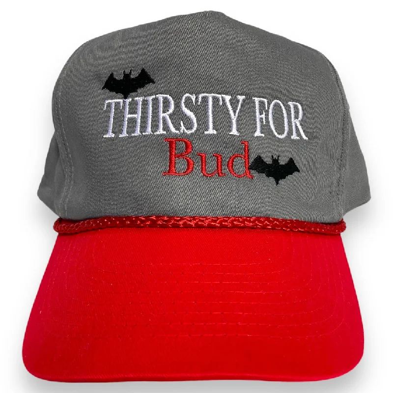 Beanies & headbands for trend chasers-Thirsty for Bud Beer Halloween Bats Vintage Snapback Hat Cap with Rope Custom Embroidery