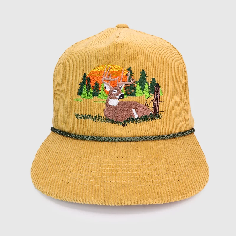 Beanies & headbands for extras-DEER SCENE Corduroy SnapBack with Rope Cap Hat Custom Embroidery