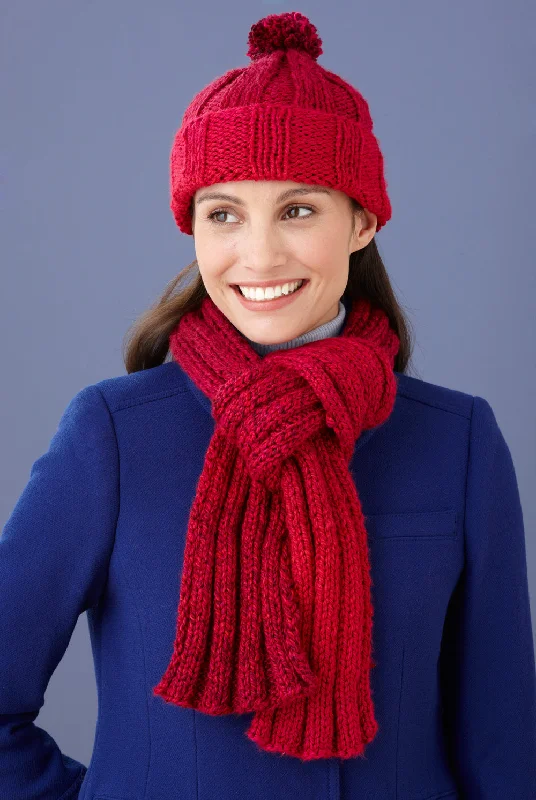 Beanies & headbands for knit lovers-Ribbed Hat And Scarf Pattern (Knit) - Version 2