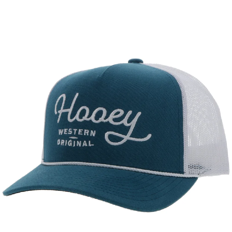 Beanies & headbands for brown styles-Youth "OG" Hooey Hat Teal/White