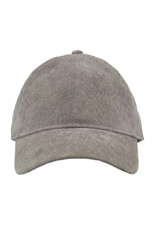 Mens hats with glitch patterns-Mens hats with eco-friendly material-The Game Mens Relaxed Corduroy Adjustable Hat - Grey