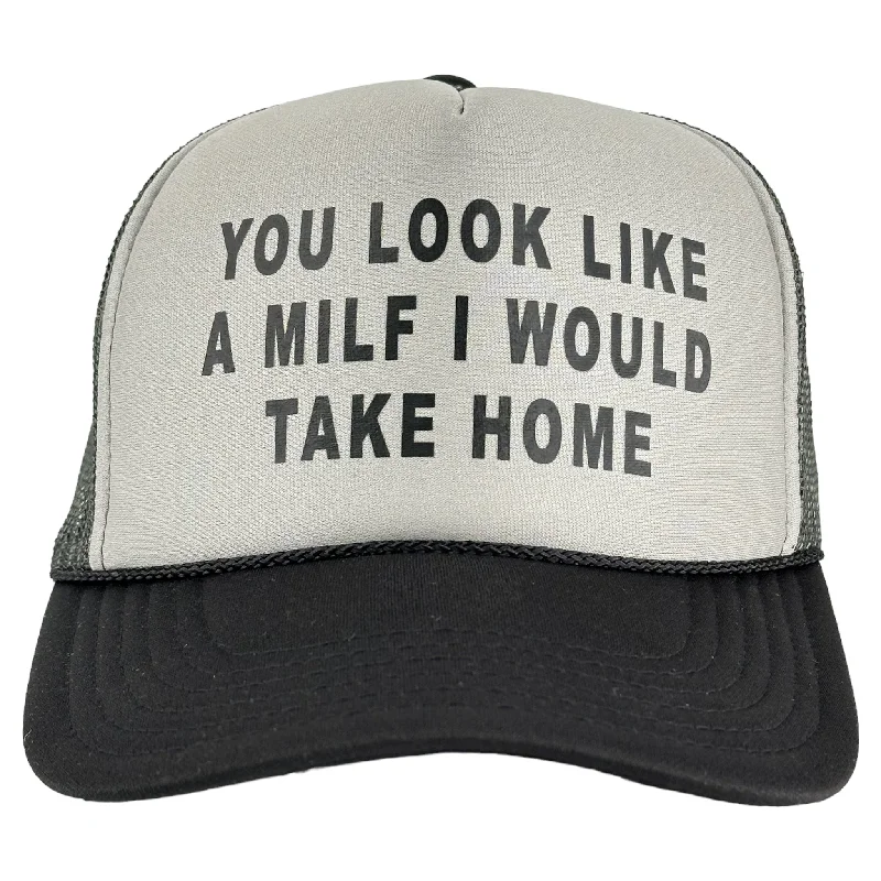 Beanies & headbands for gray looks-YOU LOOK LIKE A MILF I WOULD TAKE HOME HAT Custom Printed