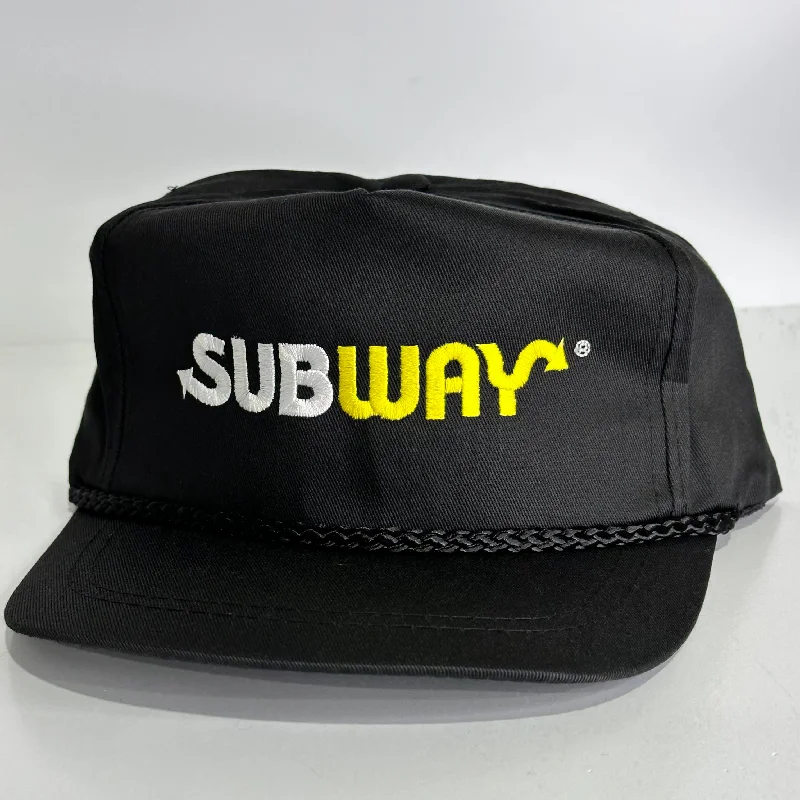 Beanies & headbands for top choices-True original vintage Subway Black Strapback Hat Cap DEADSTOCK