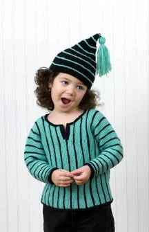 Beanies & headbands for shirt styles-Striped Pullover and Pixie Hat Pattern (Knit)