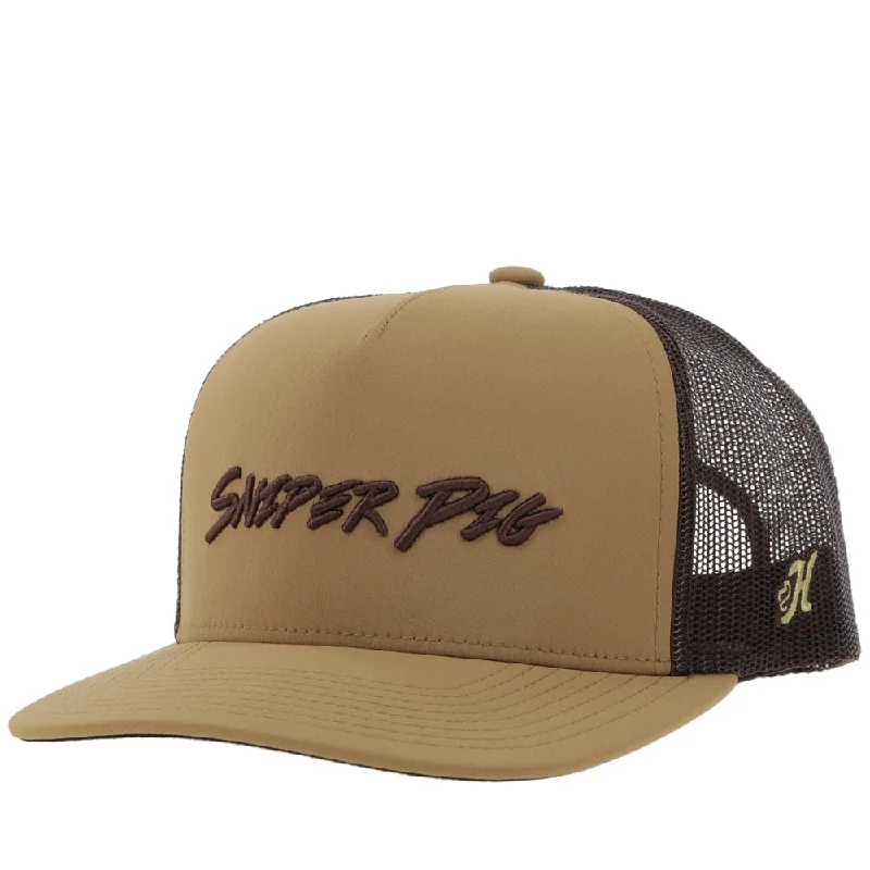 Beanies & headbands for all clothes-"Sniper Pig" Hat Tan/Brown