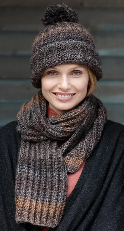 Beanies & headbands for play looks-Rustic Ribbed Hat and Scarf Pattern (Knit) - Version 10