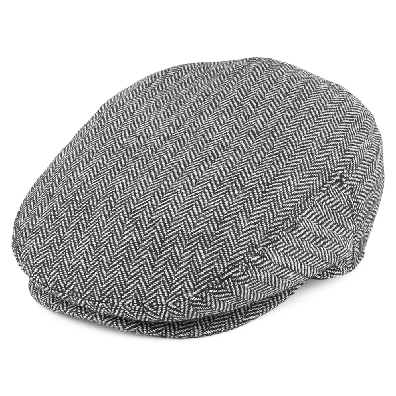 Beanies & headbands for grunge feels-Herringbone Flat Cap - Grey