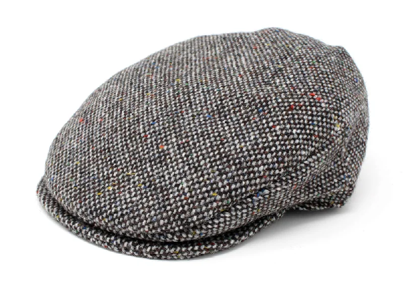 Wool hats for concerts-Hanna Hats of Donegal Vintage Flat Cap Irish Plain Wool Tweed - Granite Grey Salt and Pepper