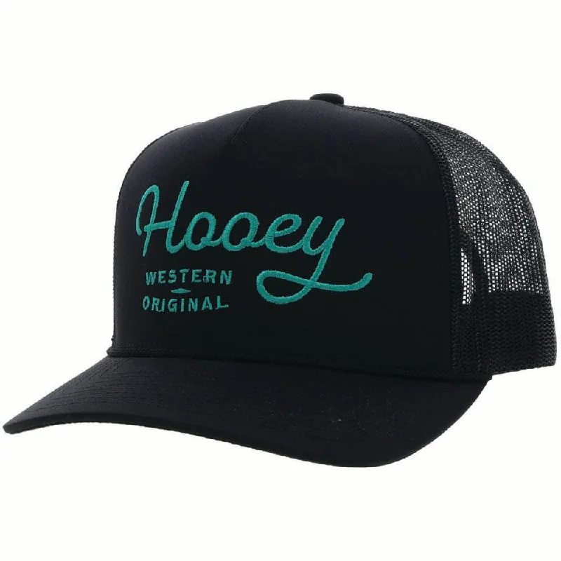 Beanies & headbands for green vibes-Youth "OG" Hooey Hat Black w/Teal