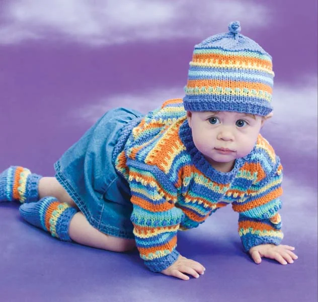 Beanies & headbands for all weather-Candy Colored Baby Set Pattern (Knit)