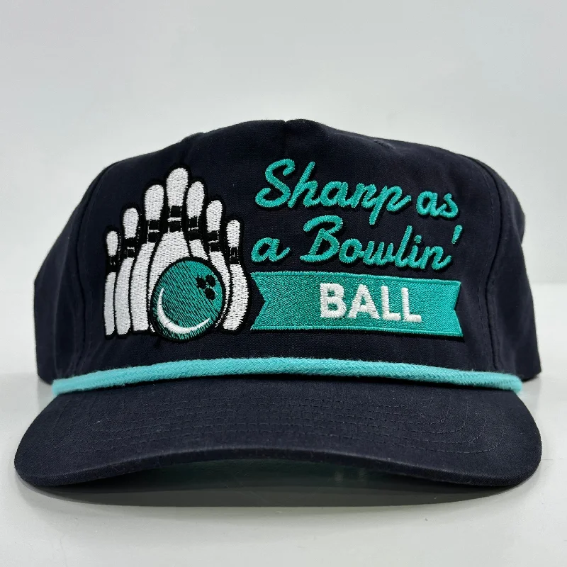 Beanies & headbands for photo shoots-SHARP AS A BOWLIN BALL Rope Golf SnapBack Cap Funny BOWLING BALL Hat Custom Embroidered Collab Justin Stagner