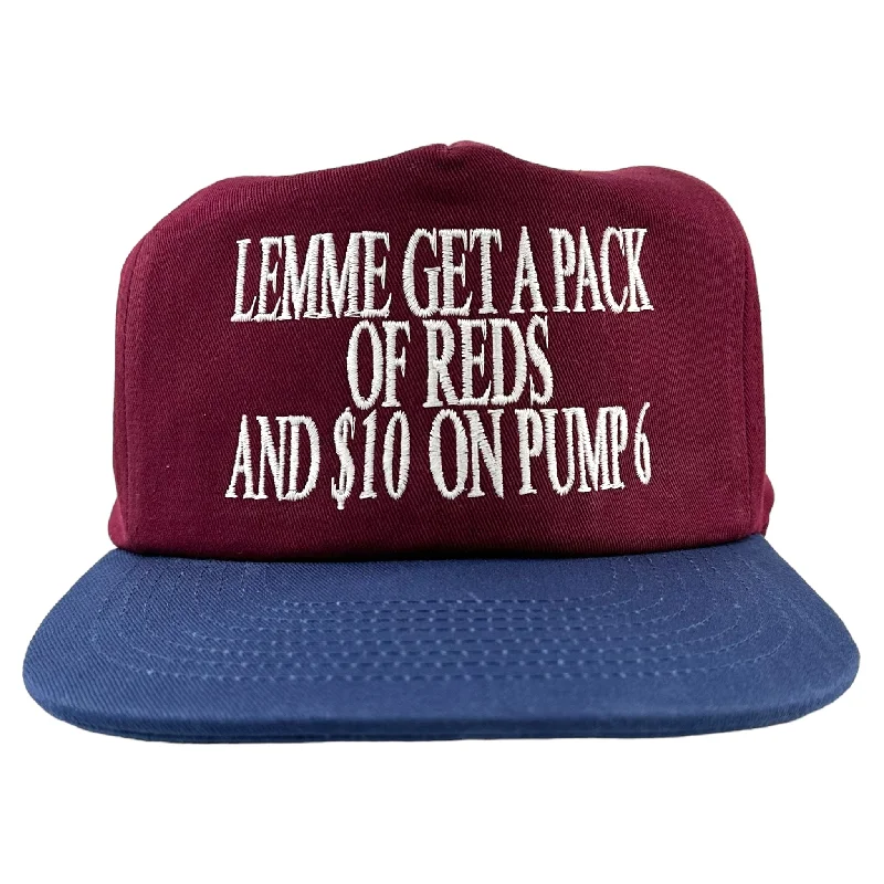 Beanies & headbands for party swag-Lemme Get A Pack Of Reds And $10 On Pump 6 Maroon/Navy SnapBack Custom Embroidered Hat