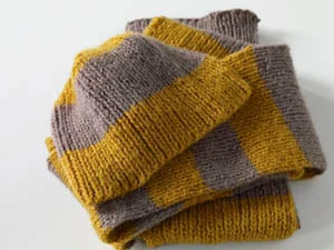 Beanies & headbands for extras-Stripes of Gold Beanie Hat and Scarf Pattern (Knit)