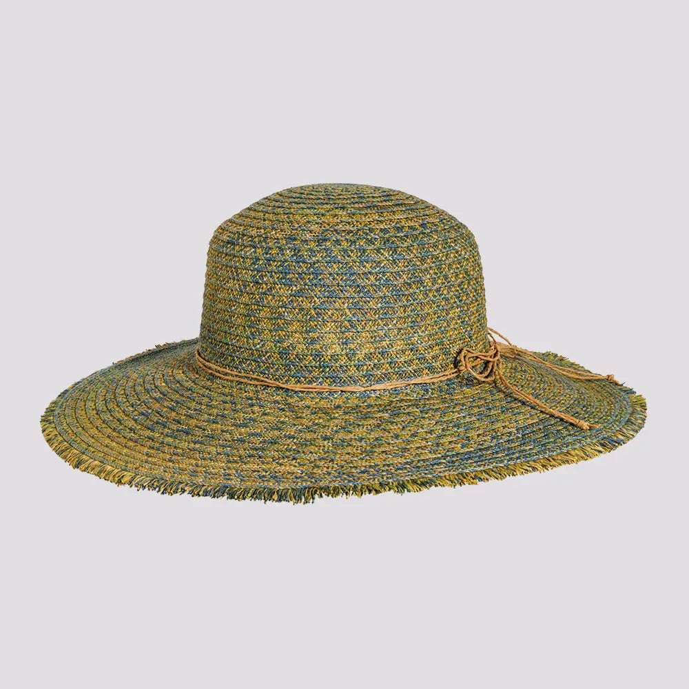 Womens Hats in soft chenille-Joy | Womens Sewn Paper Braid Sun Hat with Fringe Edge