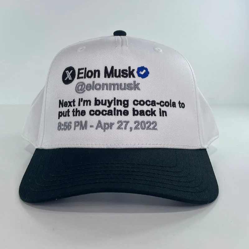 Beanies & headbands for photo shoots-Elon Musk Tweet Custom Embroidered SnapBack Hat Cap