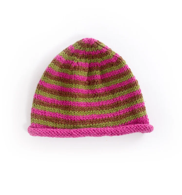 Beanies & headbands for animal motifs-Narrow Striped Cap Pattern (Knit)