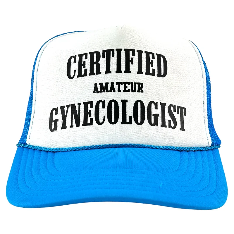 Beanies & headbands for neutral hues-Certified Amateur Gynecologist Custom Printed Mesh Trucker SnapBack Hat Cap