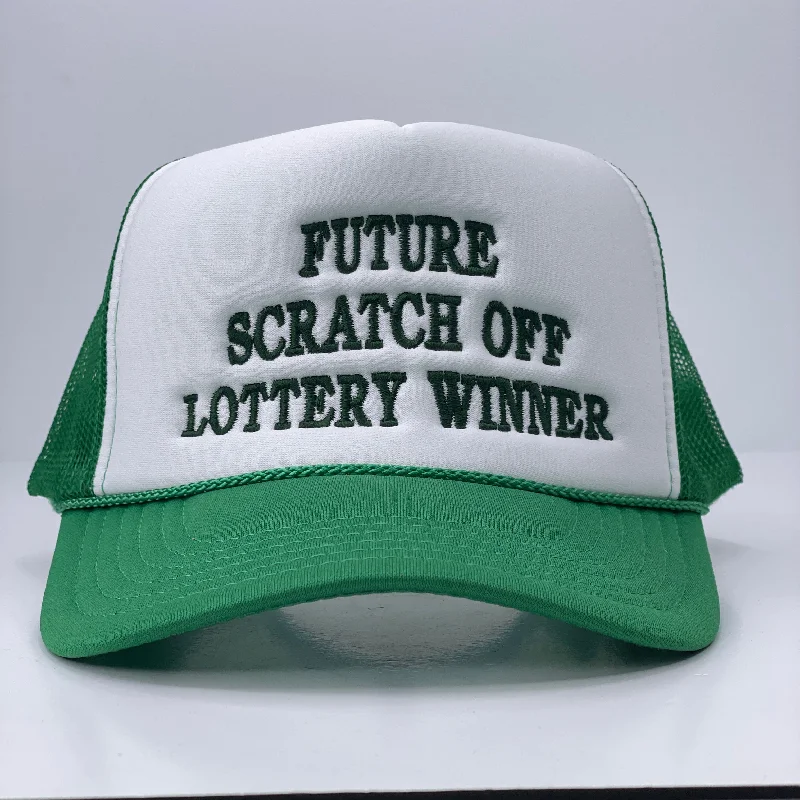 Beanies & headbands for book nooks-Future Scratch Off Lottery Winner Custom Embroidered Mesh Trucker Hat