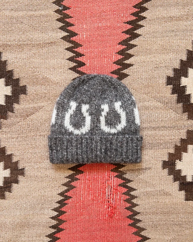 Beanies & headbands for artists-Alpaca Horseshoe Beanie - Charcoal