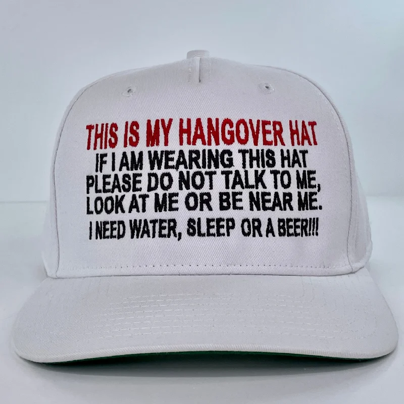 Beanies & headbands for theater kids-This Is My Hangover Hat Custom Embroidered white SnapBack cap hat