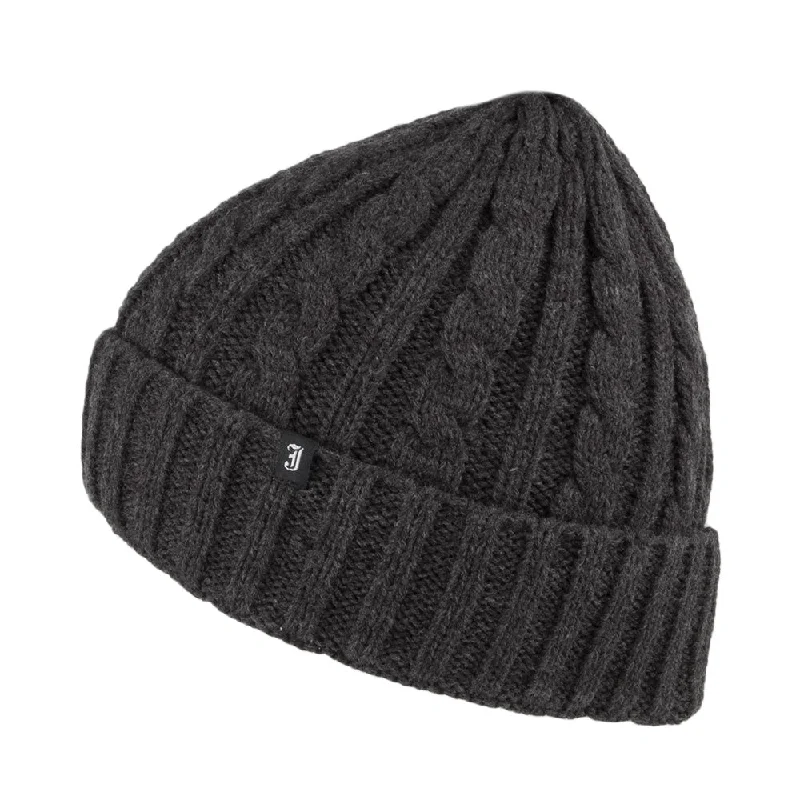 Beanies & headbands for school spirit-Cable Knit Beanie Hat - Dark Grey