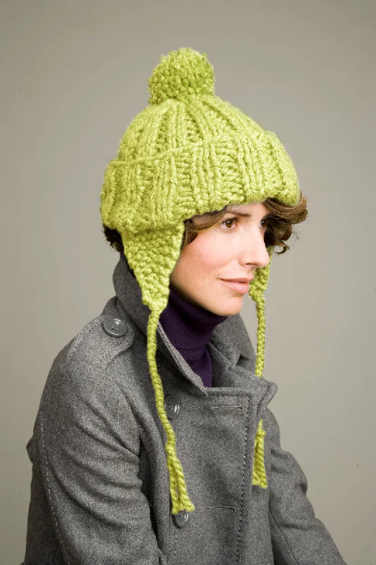 Beanies & headbands for beige fits-Limeade Earflap Hat Pattern (Knit)