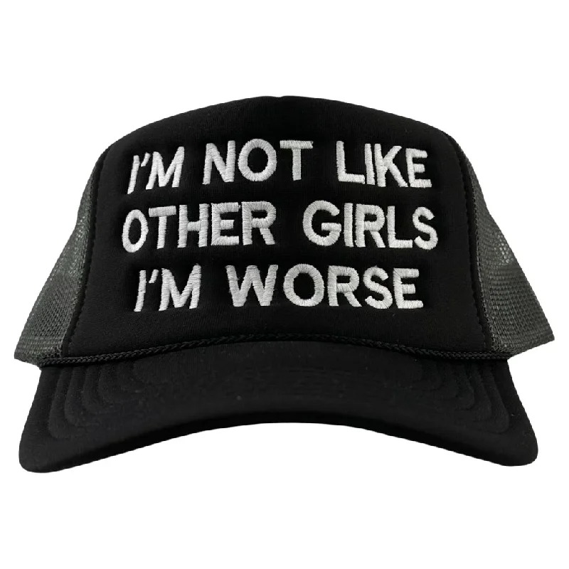 Beanies & headbands for baggy beanies-I’m Not Like Other Girls I’m Worse Mesh Trucker SnapBack Custom Embroidered