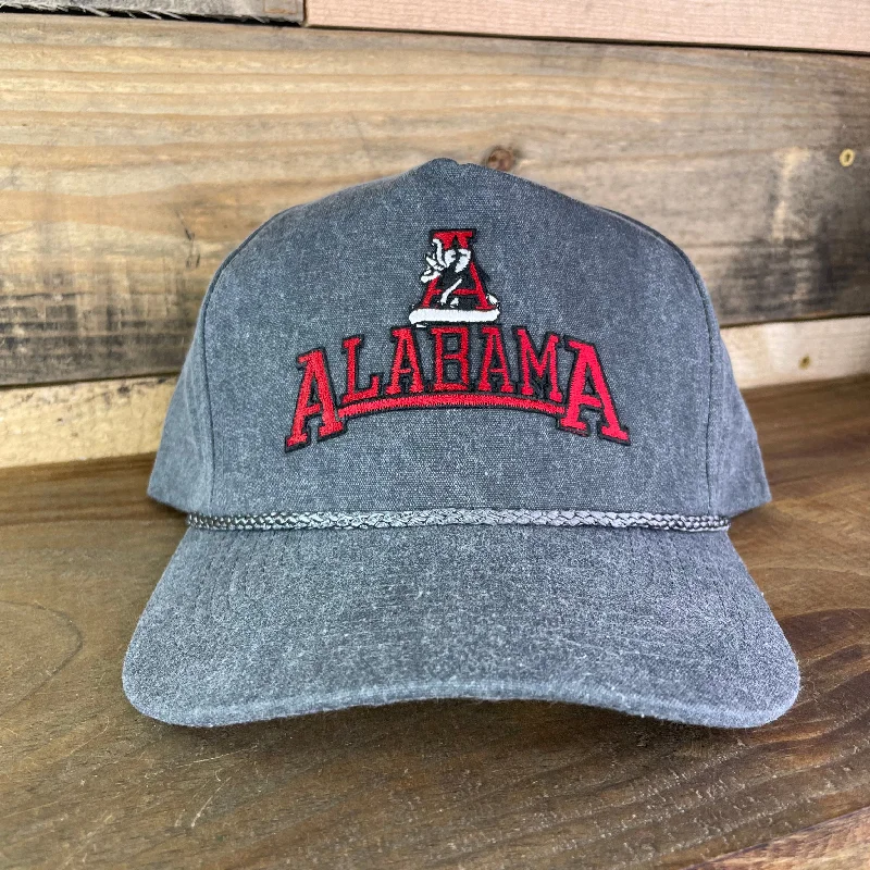 Beanies & headbands for old pairs-Custom Alabama Vintage Patch Charcoal Rope Snapback Cap Hat