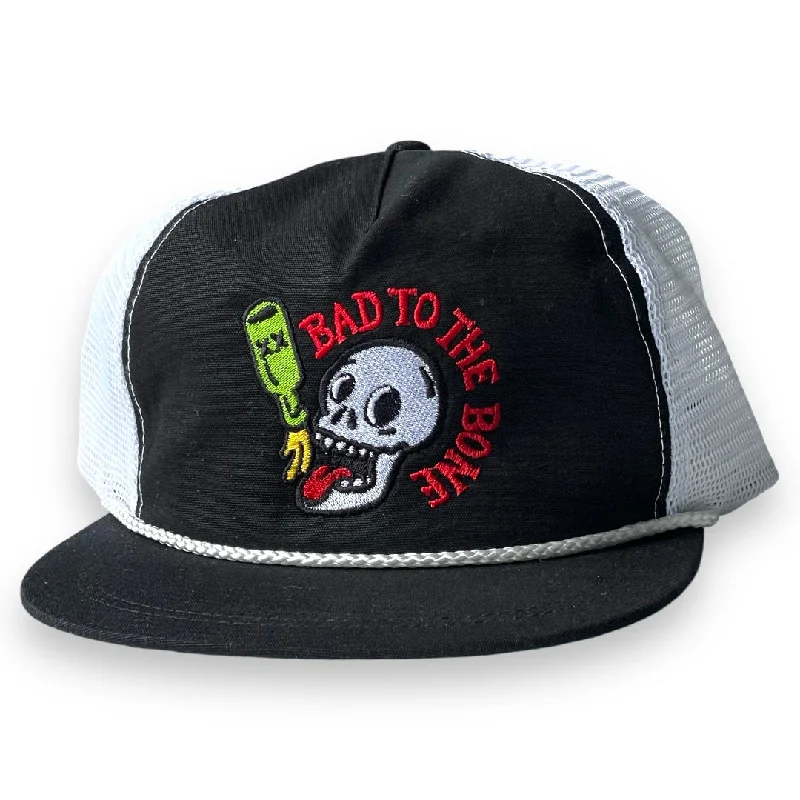 Beanies & headbands for school pals-Bad To the Bone Custom Embroidered Strapback Cap Hat