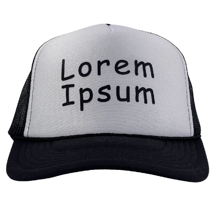 Beanies & headbands for bamboo softness-Loren Ipsum Custom Printed Black/White Trucker Hat SnapBack