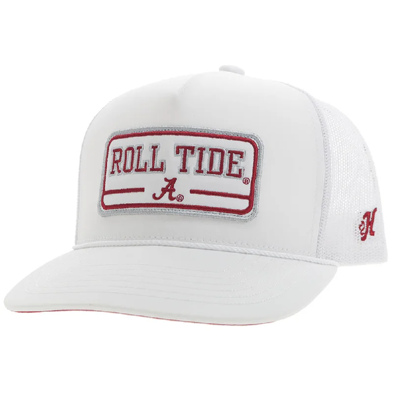 Beanies & headbands for custom looks-"University Of Alabama" Hat White w/Rectangle Patch