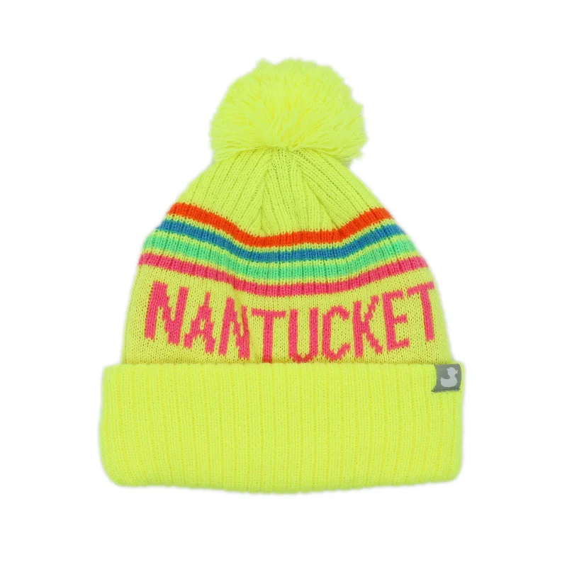 Beanies & headbands for every one-2024 Madison: Nantucket Winter Hat (Neon Yellow with Stripes)