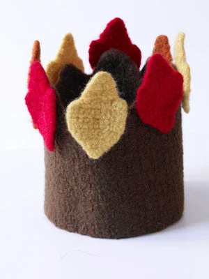 Beanies & headbands for big heads-Crochet Felted Fall Foilage Crown Pattern (Crochet)