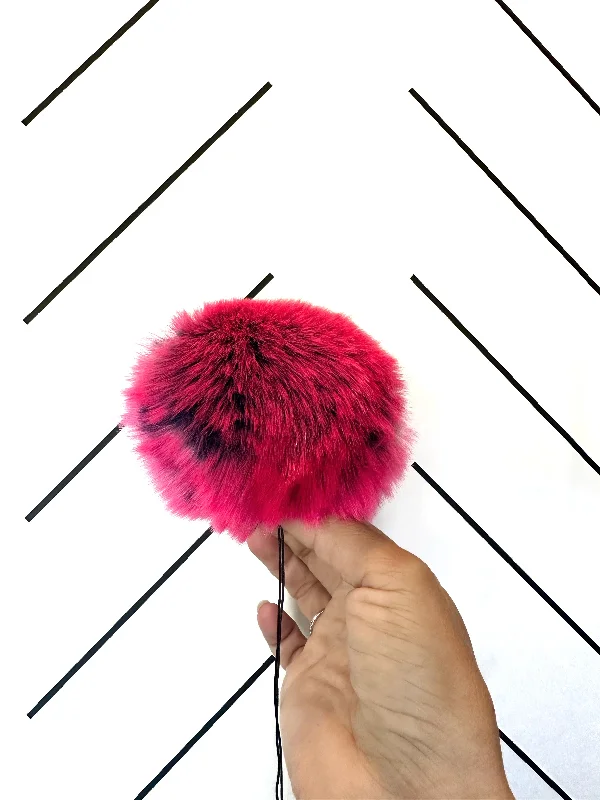 Beanies & headbands for climbing rocks-Faux Fur Pom Pom | Pink