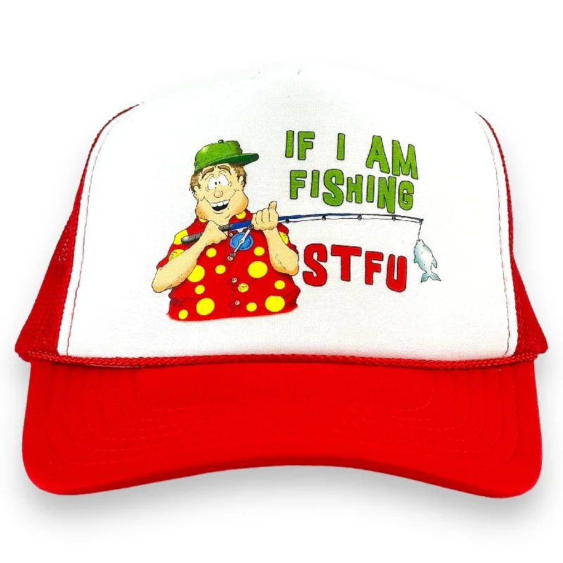 Beanies & headbands for white tones-IF I AM FISHING STFU HAT Custom PRINT Trucker Cap