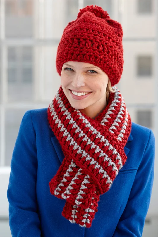 Beanies & headbands for brand wear-School Colors Hat and Scarf Set (Crochet) - Version 5