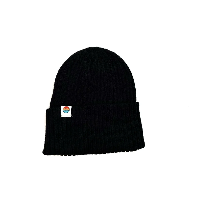 Beanies & headbands for cool aesthetics-Wholesale Ribbed Knit Beanie | Black